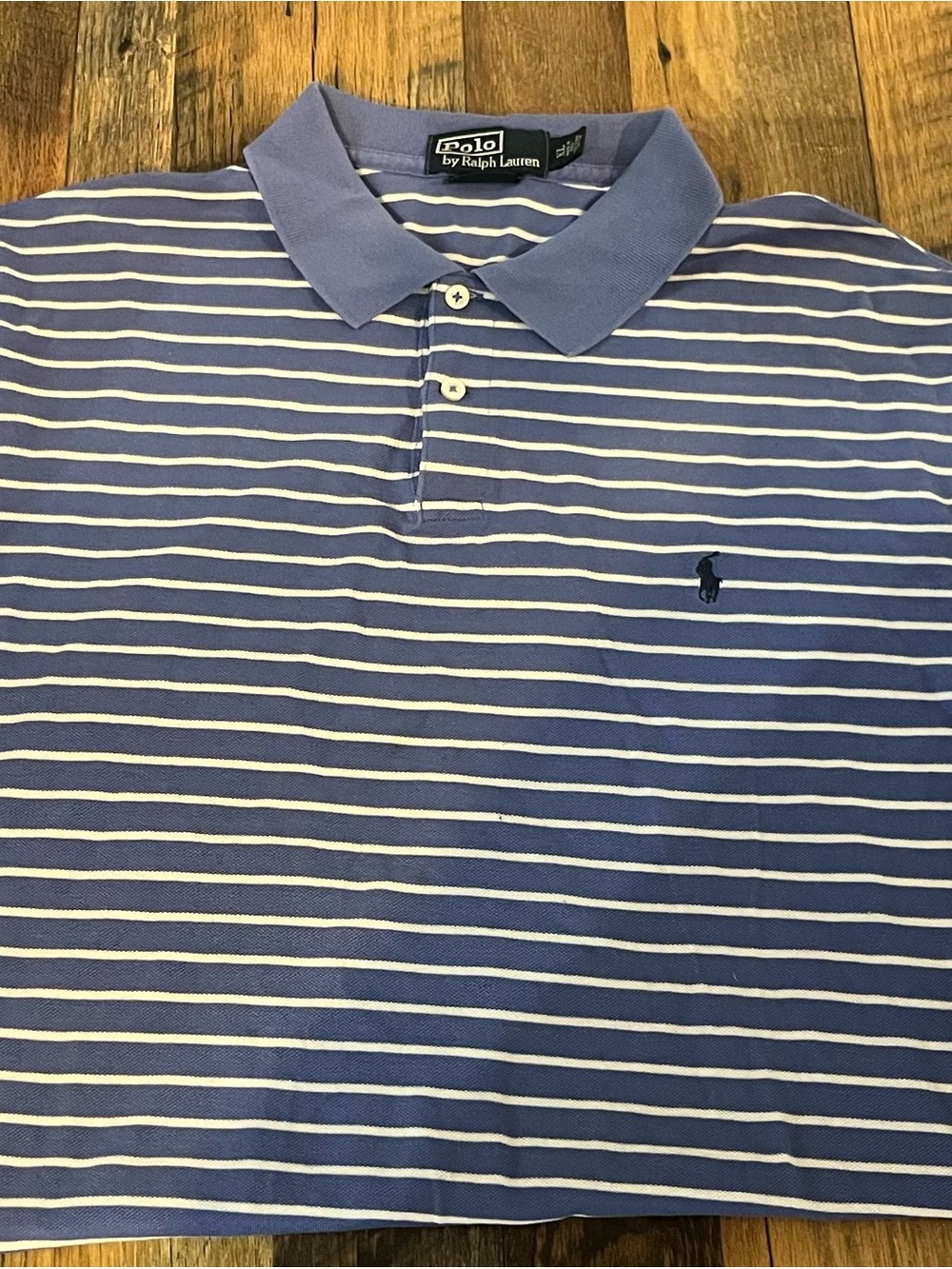 Ralph Lauren Men’s Light Blue and White Striped Polo